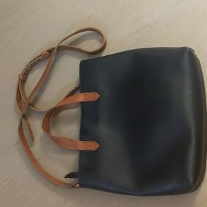 Madewell zip-top transport crossbody black brown